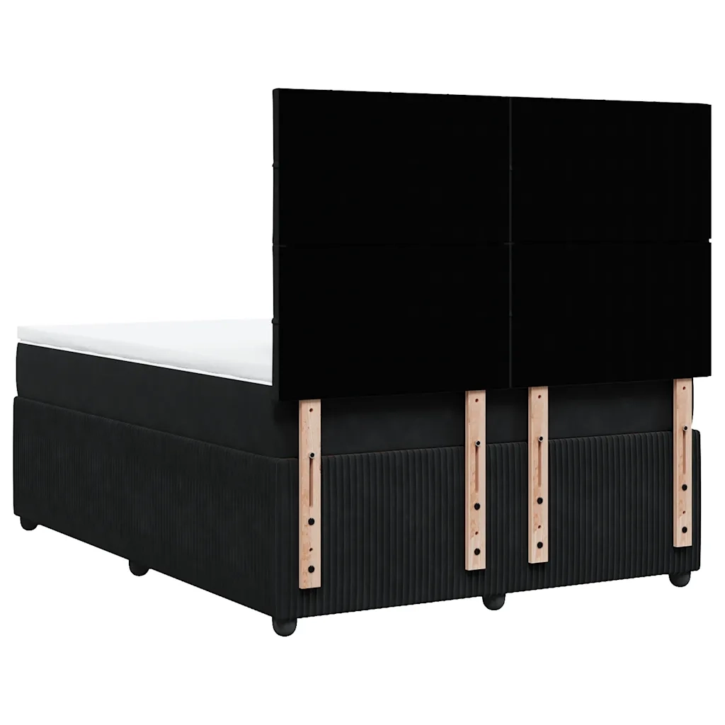Giroletto a Molle con Materasso Nero 140x200 cm in Velluto 3292360