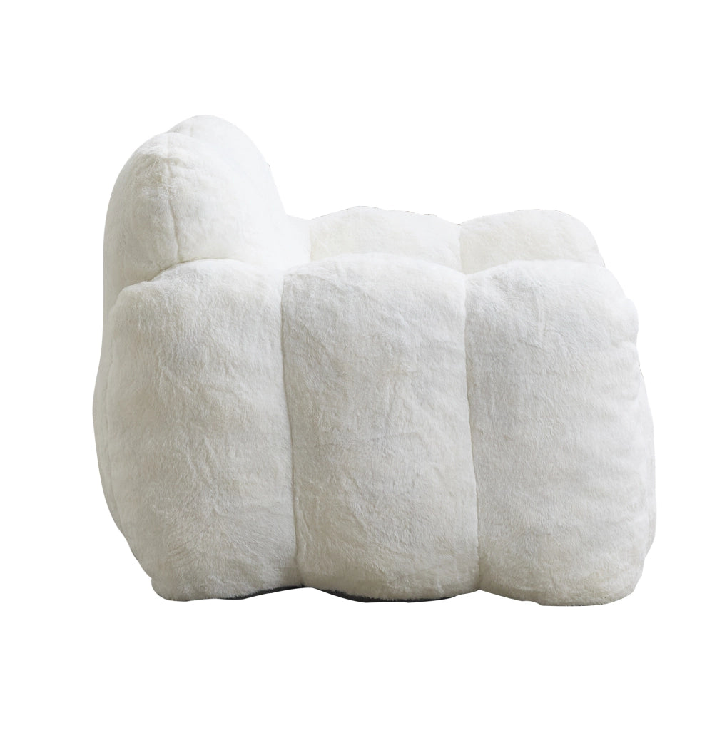 Poltrona sacco a forma di loto in peluche bianco HAVRYA