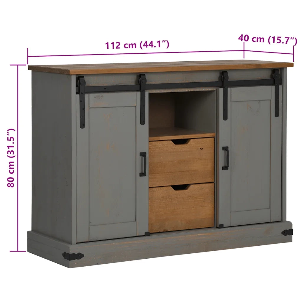 Credenza HALDEN 2 Ante Scorrevoli 112x40x80 cm Legno Massello