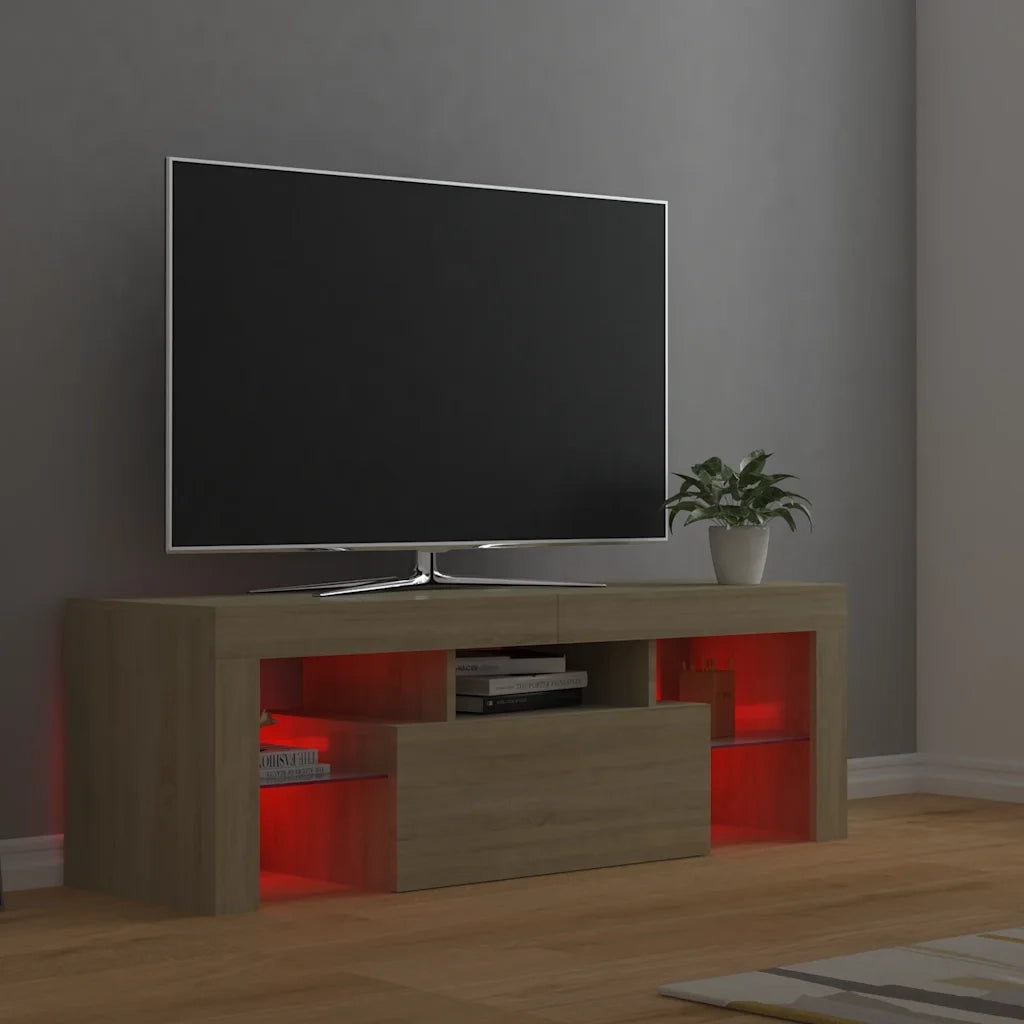 Mobile Porta TV con Luci LED-Credenza TV Rovere Sonoma 120x35x40 cm