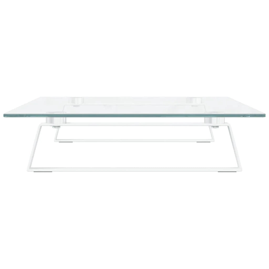 Supporto per monitor mobile da scrivania 60 x 35 x 8 cm vetro temperato e metallo bianco 02_0044898