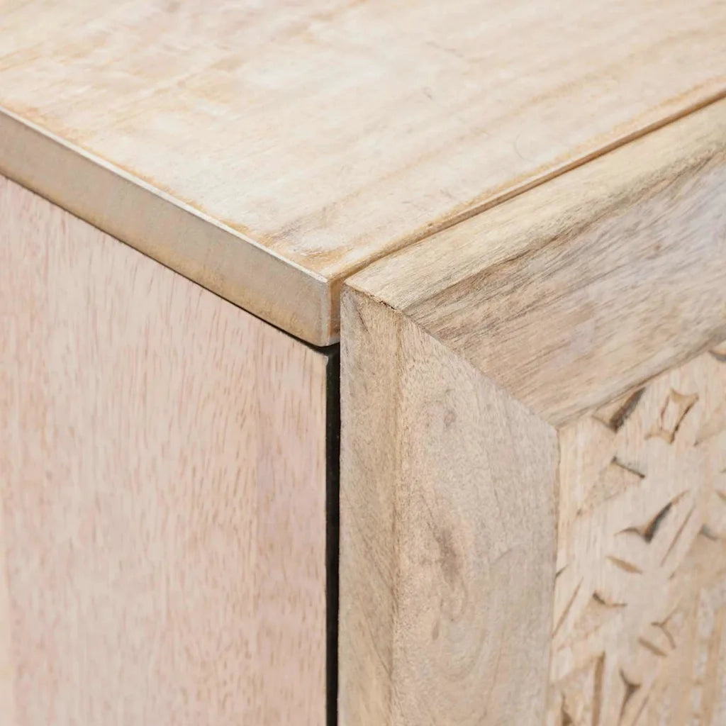 vidaXL Credenza 3 pcs Bianco 60 x 33 x 75 cm legno massello di mango
