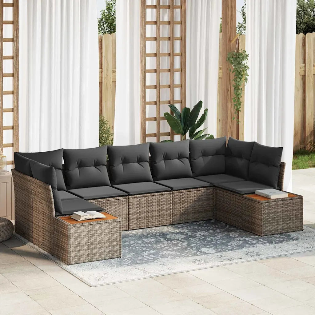 Set Divano da Giardino con cuscino 7 pcs Grigio Polyrattan 3356829