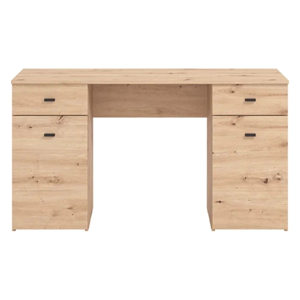 Ziro, Scrivania 2 Cassetti, 140x50x76h cm Marrone Rovere Nodi
