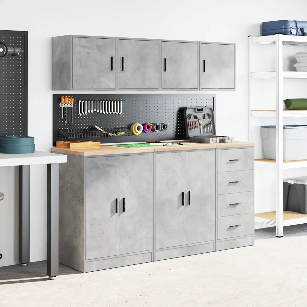 Pensili per Garage 2 pz Grigio Cemento in Legno Multistrato