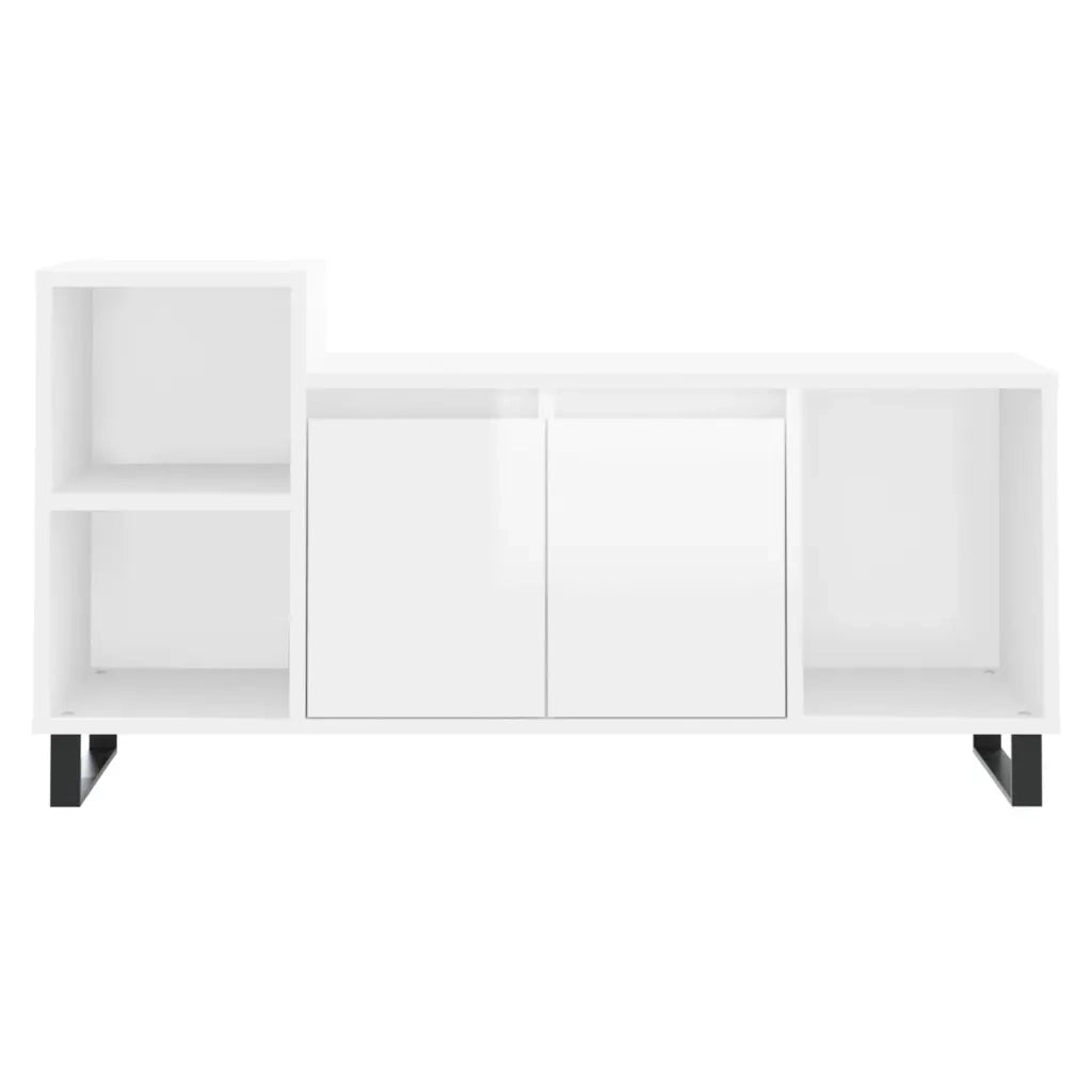 Mobile Porta TV-Mobile per TV-Credenza TV Bianco Lucido 100x35x55 cm in Legno Multistrato 800756