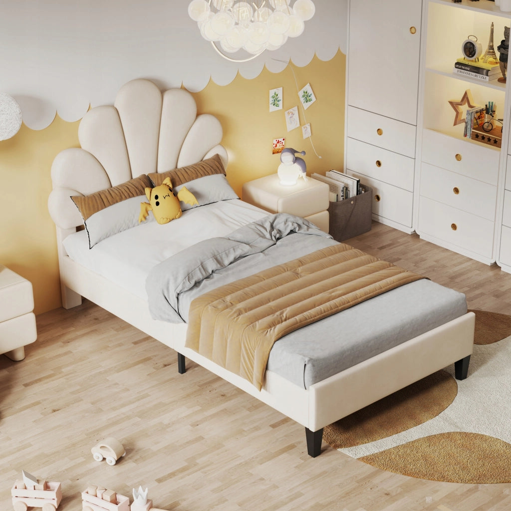 Letto 90x200 Beige con testata floreale - Xylo