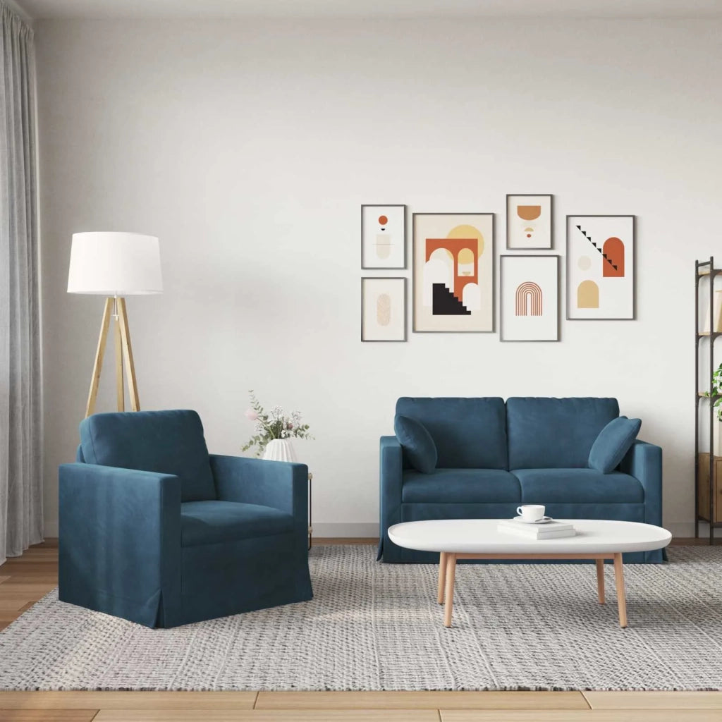 Set di divani 2 pcs Blu 138 x 78 x 80 cm Velluto