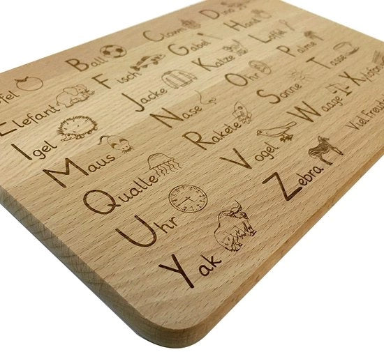 Il tavolo da colazione in legno di betulla per bambini - idea regalo per l'inizio dell'anno scolastico (ABC)