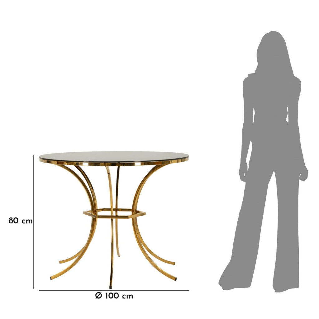 Tavolo VKH877, Oro, Vetro, 100x100x80 cm