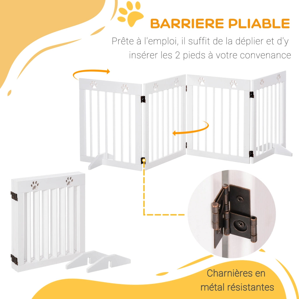 Barriera per animali e bambini ¨C Minimal ¨C Bianco in legno di pino massello 204x30x61 cm