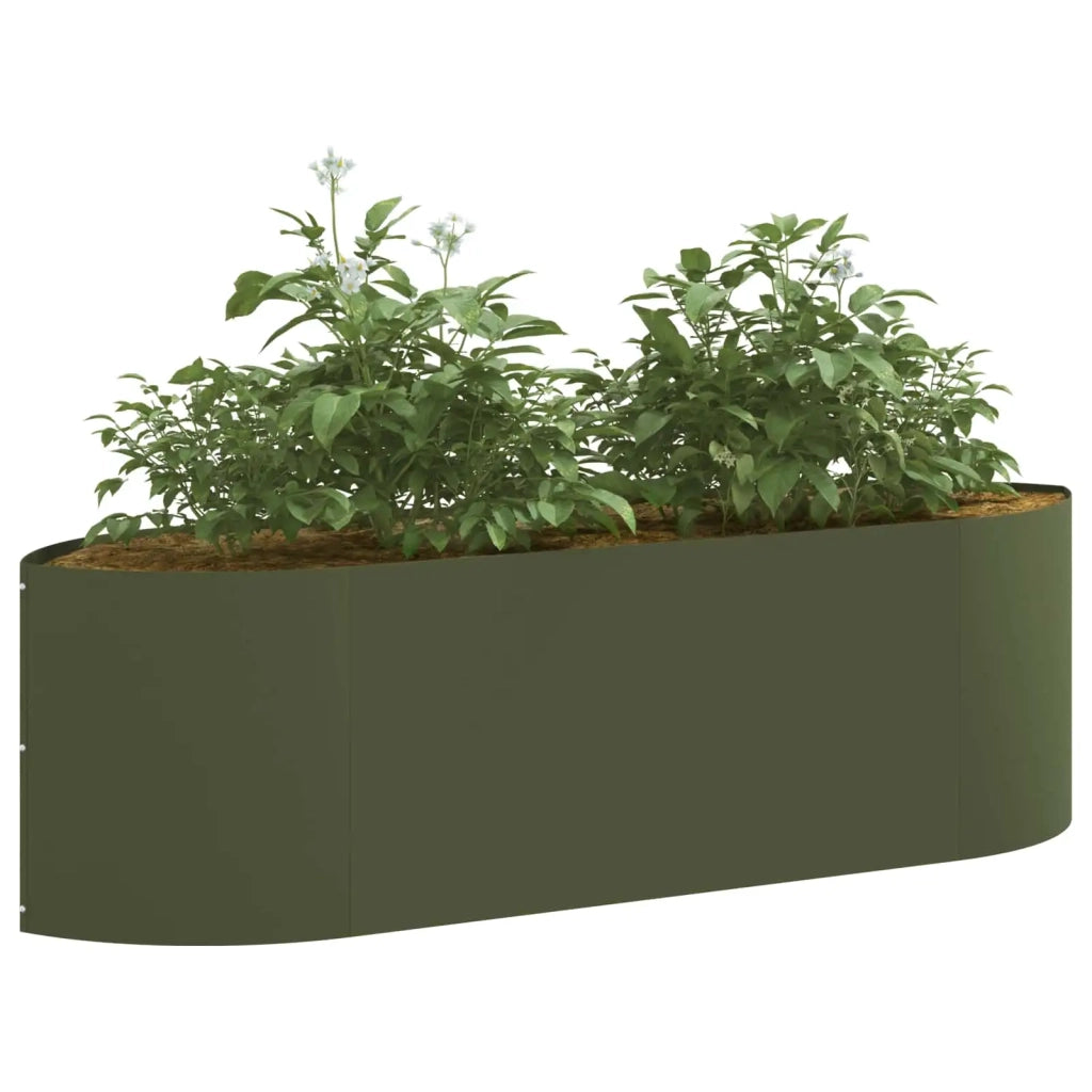 Letto rialzato da giardino Verde Oliva 140 x 40 x 40 cm Acciaio 8011715