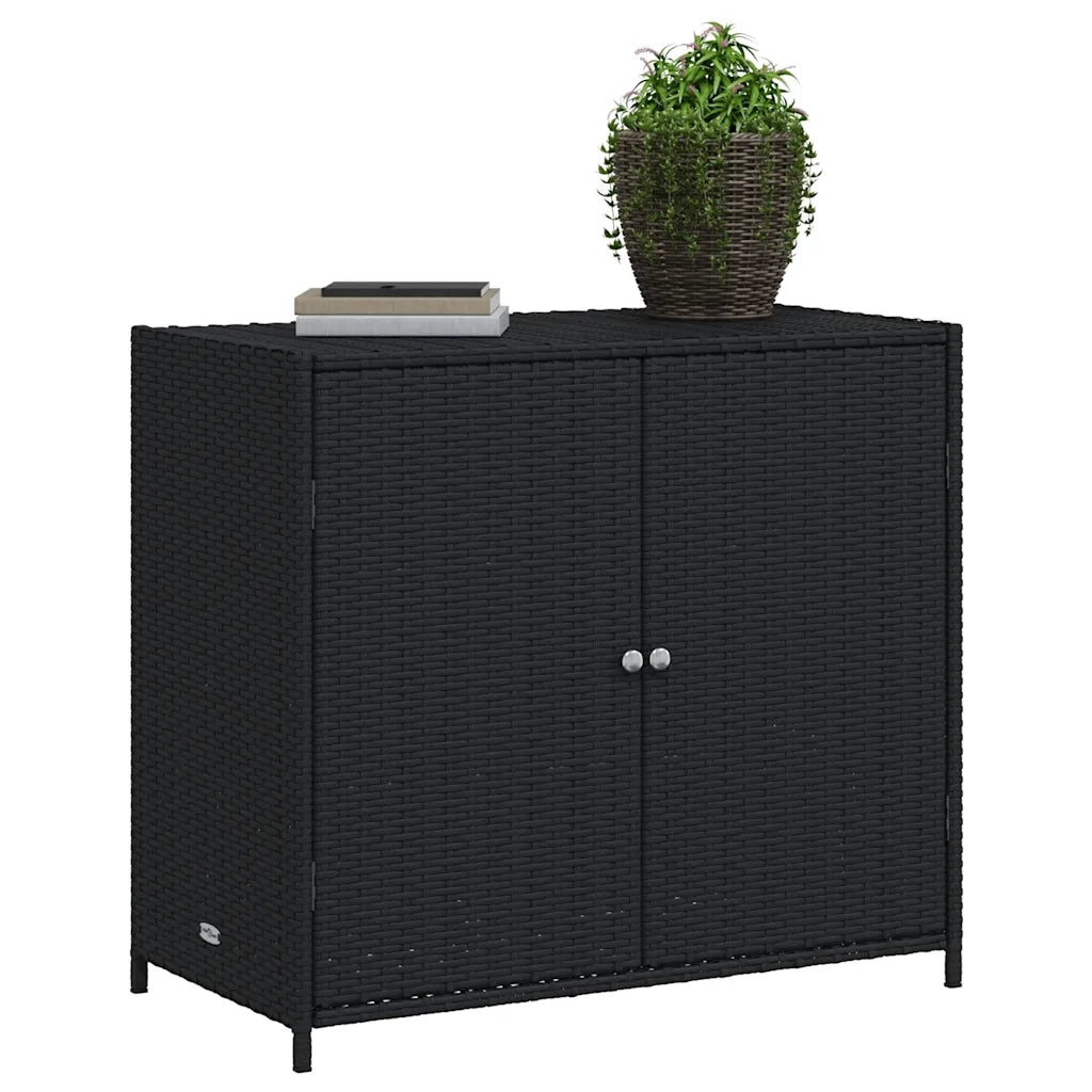 Armadietto Portaoggetti da Giardino Nero 83x45x76 cm Polyrattan