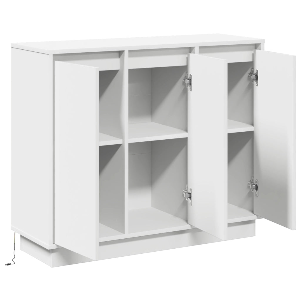 Sideboard  con LED Bianco 90x32x75 cm in legno ingegnerizzato