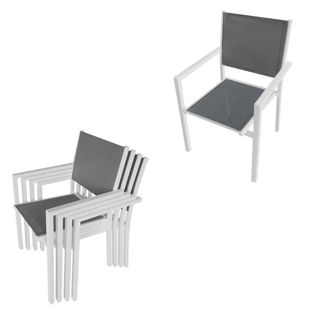 VENEZIASet di mobili da giardino allungabili in textilene grigio 90/180 - alluminio bianco