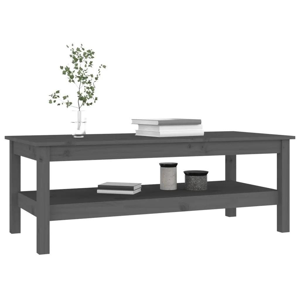 Tavolino da Salotto Grigio 110x50x40 cm Legno Massello di Pino 814276