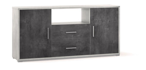 Madia 2 Ante 2 Cassetti 174x84x41 cm Ossido Bianco/Ossido Nero