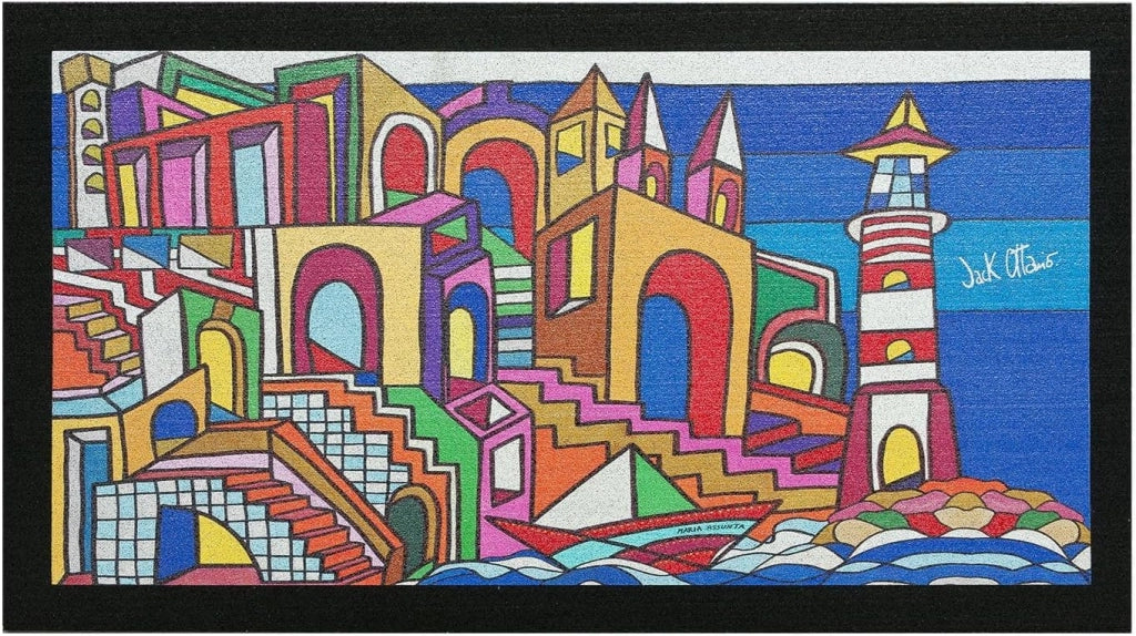 Zerbino Gomma Dipinto Artistico Jack Ottanio Pop Art 40x70 cm Antiscivolo Calata Ammare (E)
