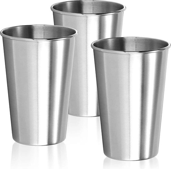 Set di 3 bicchieri da drinko in acciaio inox XL - bicchieri in acciaio inox 304 - bicchieri da campeggio 450 ml - bicchieri leggeri, resistenti e BPA-free (450ml)