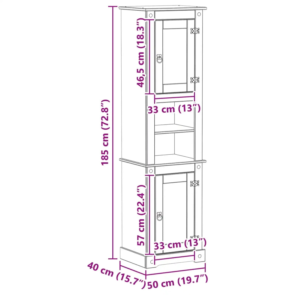 Mobile da Bagno con porta Bianco 50 x 40 x 185 cm Pino massello 42024958