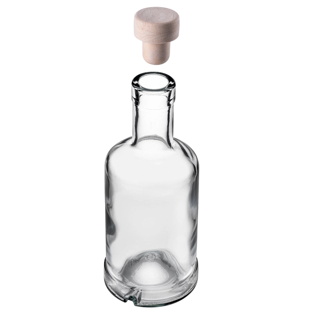 Bottiglie in vetro KADAX Tadek da 250 ml per vino, liquori, distillati clandestini, 50 pezzi con tappo di sughero