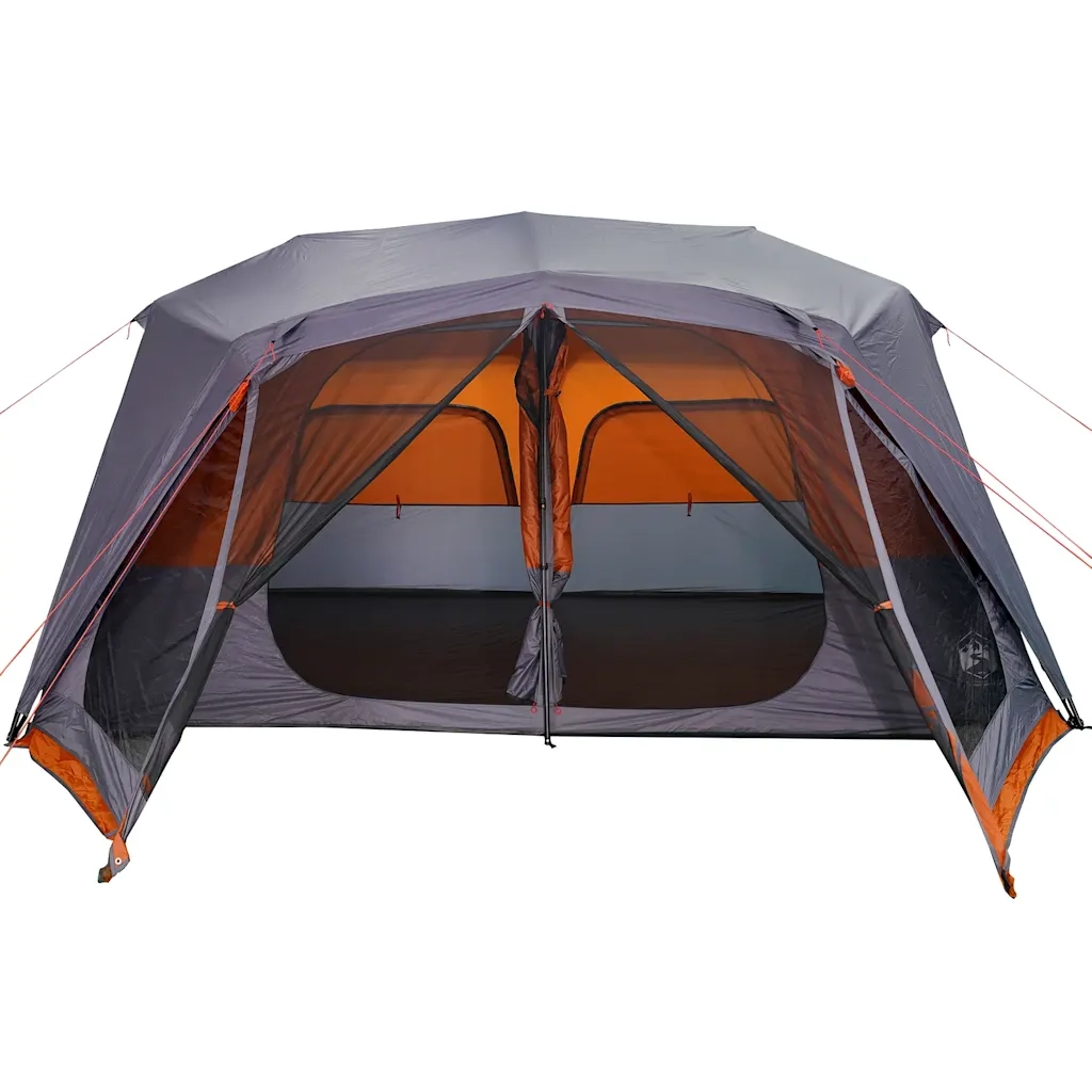 Tenda Campeggio 10 Persone Grigio e Arancione Impermeabile