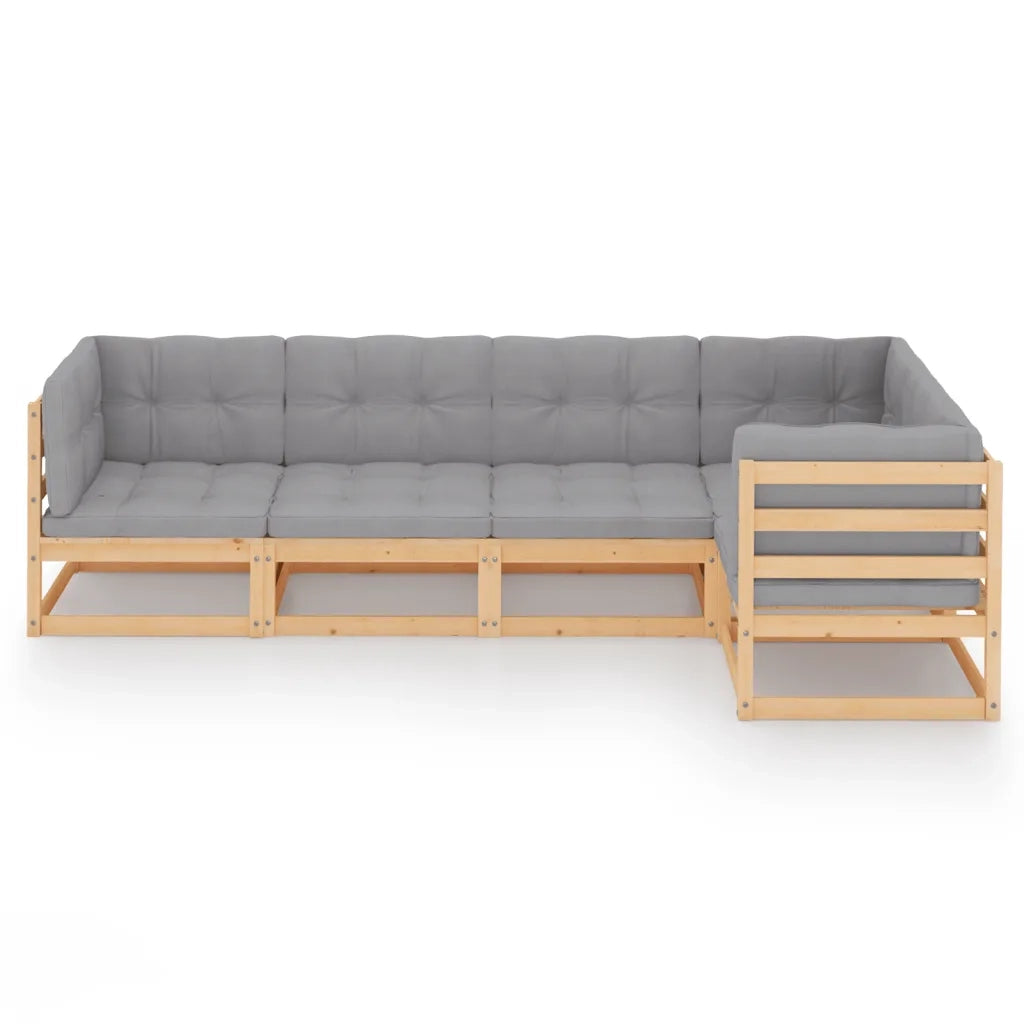 Set Divani da Giardino 5 pz con Cuscini Legno Massello di Pino cod mxl 53983