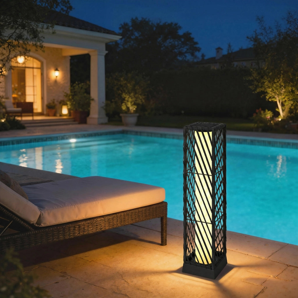 Lanterna da Giardino Solare LED ¨C zephmum ¨C Ratan Nero Impermeabile IP44