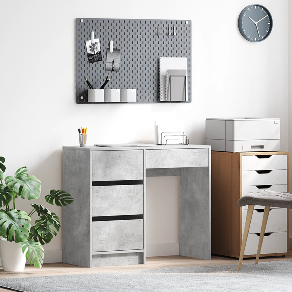 Scrivania Grigia Grigio Cemento Cemento Standard Stoccaggio