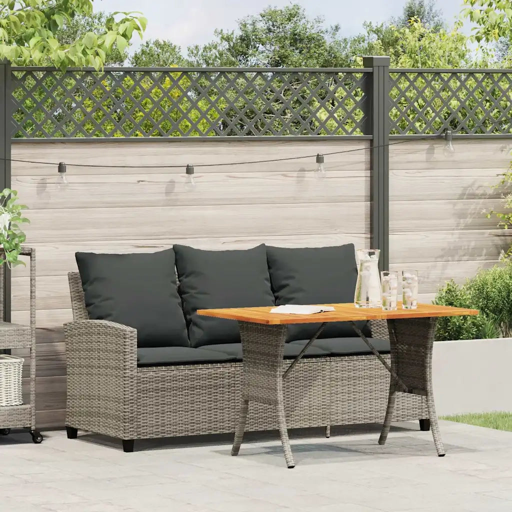 Divano da Giardino a 3 Posti Cuscini&Tavolo-Sofa da Giardino-Divano da esterno Grigio Polyrattan