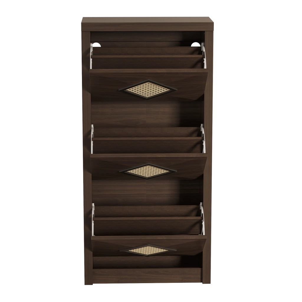 Scarpiera Vintage in Legno con Ante a Ribalta ¨C Xylo ¨C Marrone Scuro 54x25x115 cm