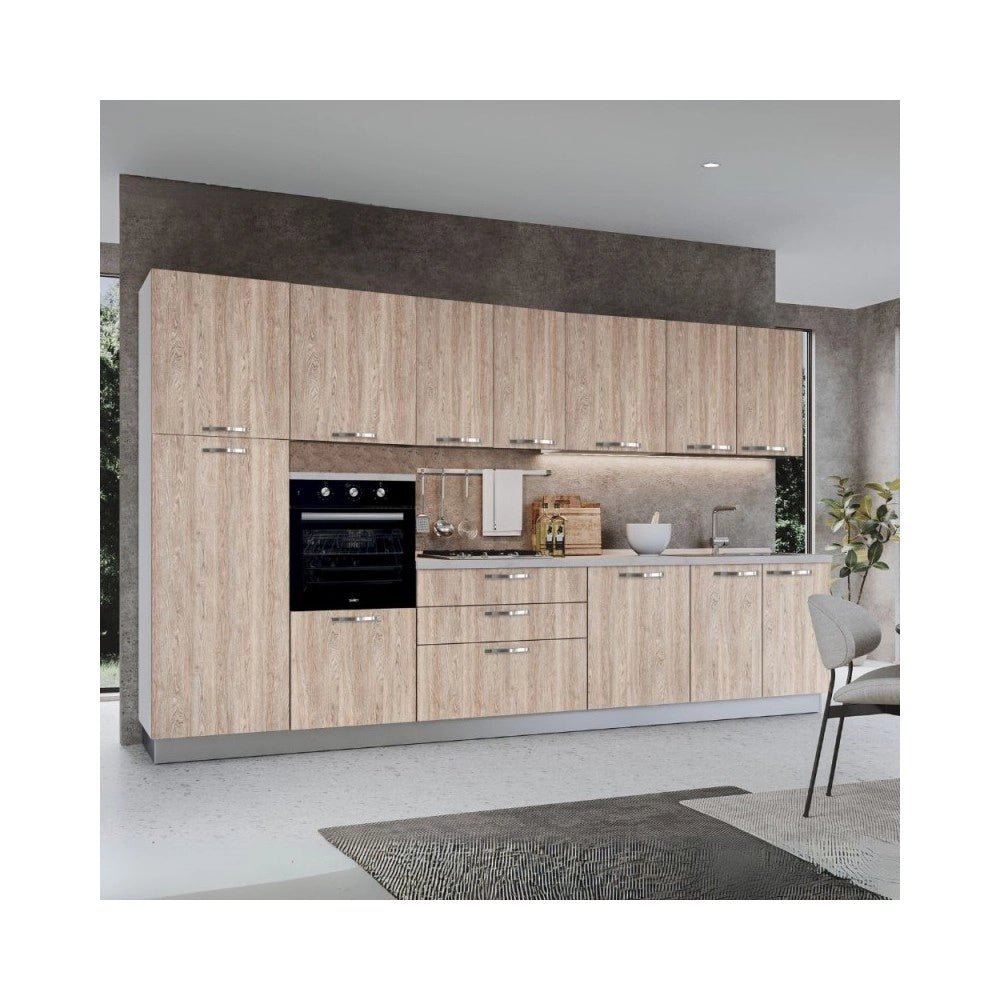 Cucina Petunia 360 cm con elettrodomestici inclusi Petunia colore rovere gessato naturale