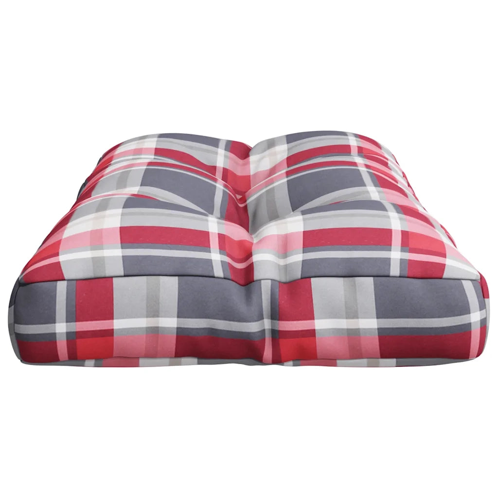 Cuscino per Pallet a Quadri Rossi 70x40x12 cm in Tessuto 360592