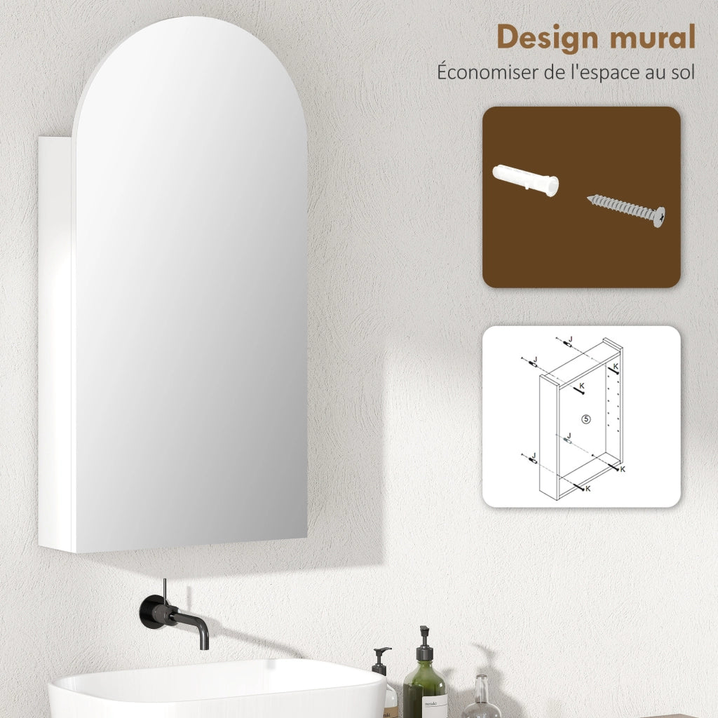 Armadio da bagno con specchio e ripiani in vetro ¨C zephmum ¨C bianco 60x30x