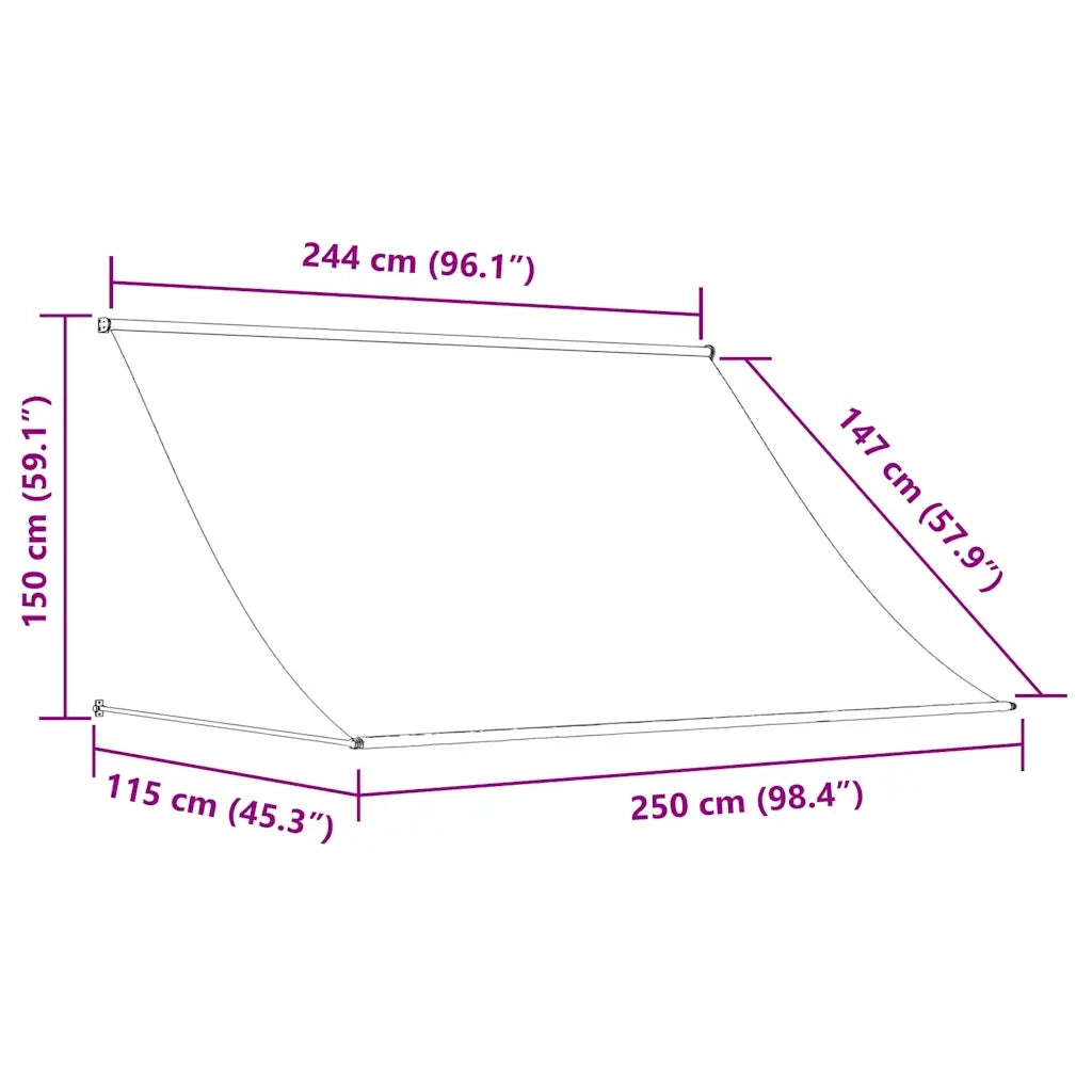 Tenda da Sole Retrattile Antracite 250x150 cm Tessuto e Acciaio 368753