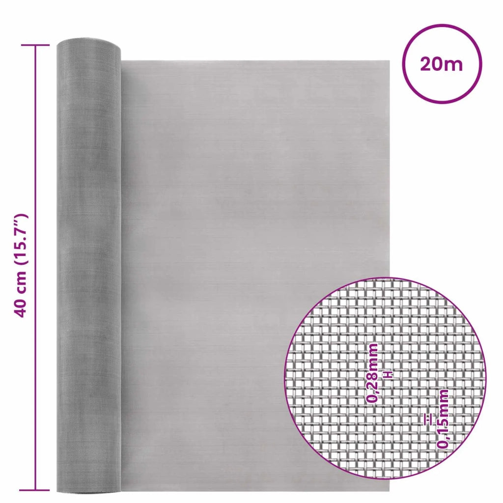 Rete per schermatura 40 x 2000 cm 60 Mesh Argento 42039568