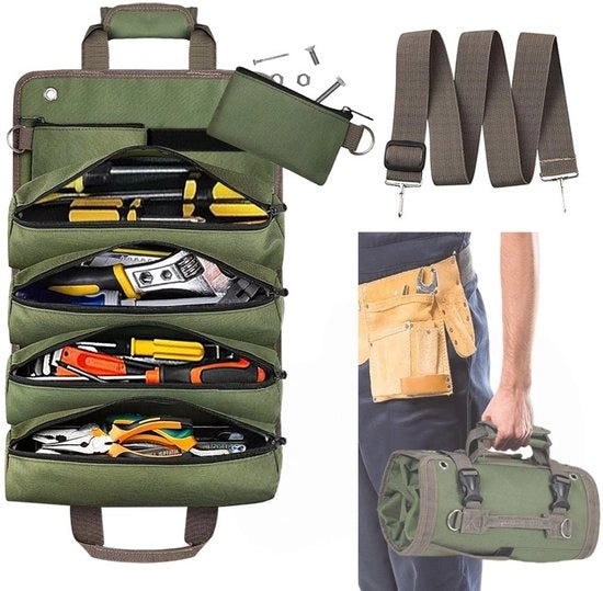 Tas da Gli Strumenti Oprolgevole - Con 2 Pochette Rimovibili con Cerniera - Organizzatore di Fazzoletti di Oxford per Uomo Donna - Tas Multifunzione per l'Ordine - Per Fabbri, Artigiani e Elettricisti
