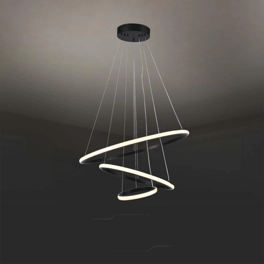 Lampadario LED 3 anelli nero 3000K 32W V-TAC VT-7816