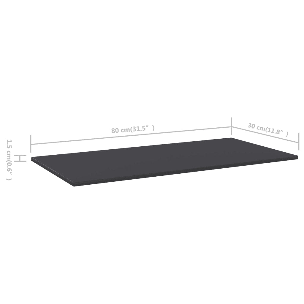 Ripiani per Libreria 8pz Grigi 80x30x1,5cm in Legno Multistrato 805319