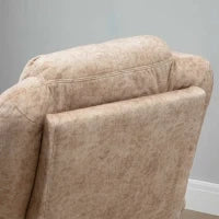 Poltrona Relax Reclinabile Manuale in Tessuto con Poggiapiedi Estraibile e Tasca Laterale, Beige