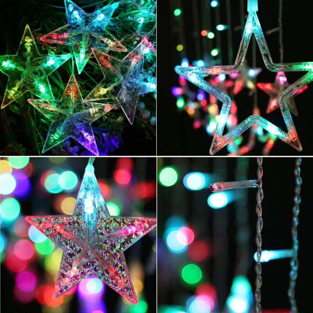 CATENA LUMINOSA STELLA LUCE RGB COLORI STELLE LUCI LED NATALE FESTE ADDOBBI