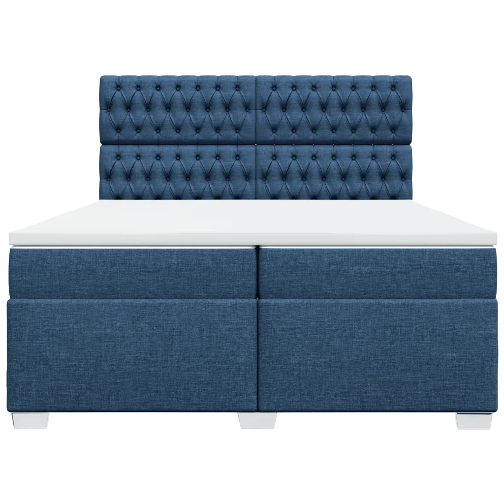 Giroletto a Molle con Materasso Blu 200x200 cm in Tessuto