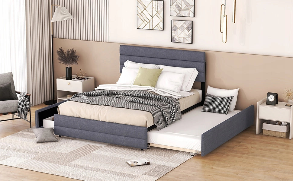 Letto 140x200 - Xylo - Grigio con 2 cassetti