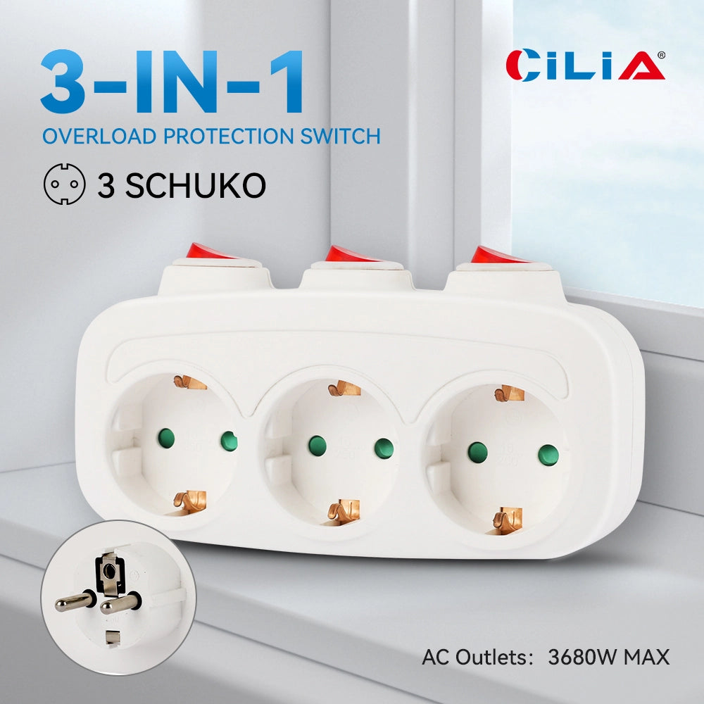 Adattatore Multipresa 3 in 1 con Interruttori ¨C zephmum ¨C Bianco