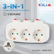 Adattatore Multipresa 3 in 1 con Interruttori ¨C zephmum ¨C Bianco