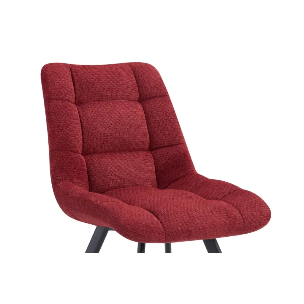 Set di 2 sedie VELMA - Tessuto rosso - Piedi in metallo - Design audace - Comfort compatto e robusto