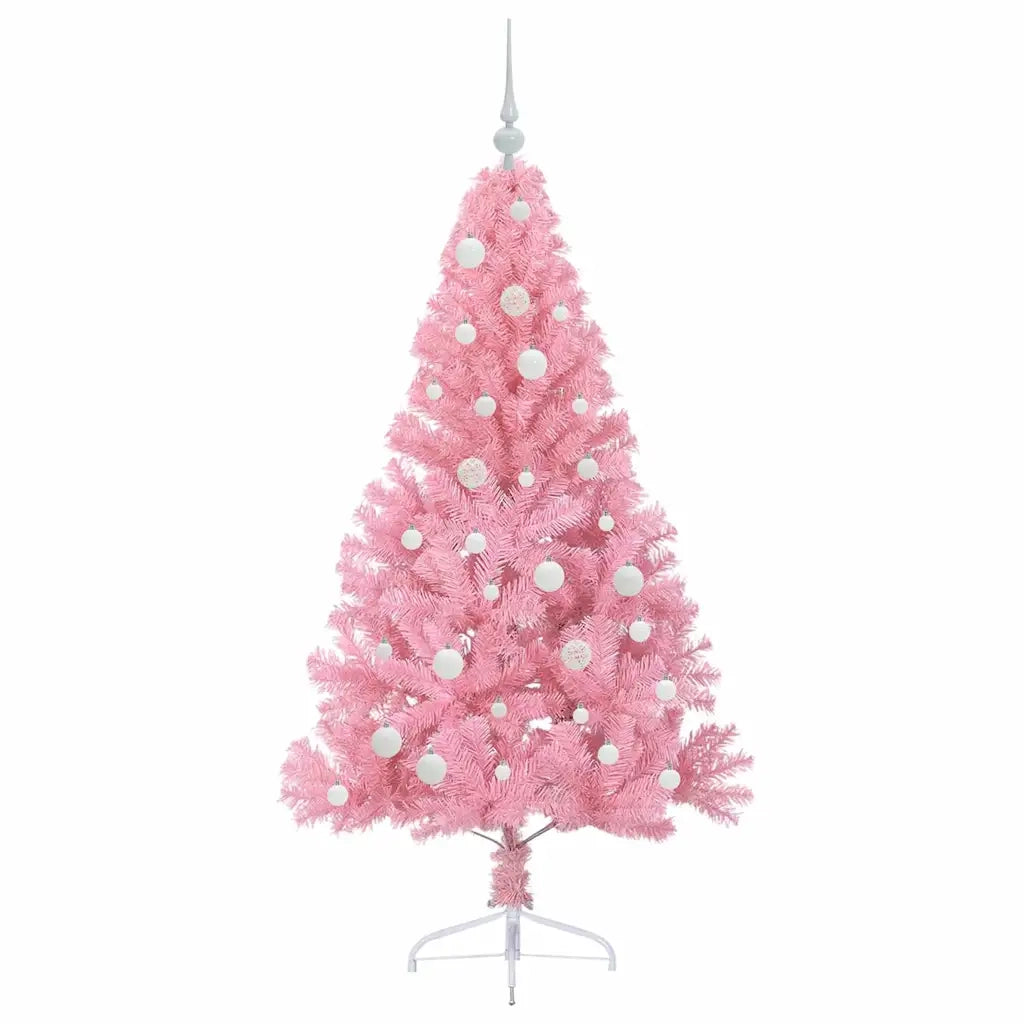 Albero di Natale artificiale con luci integrate Rosa 150 cm PVC