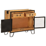 Credenza 80x31x66 cm in Legno Grezzo Massello Mango e Metallo 355843