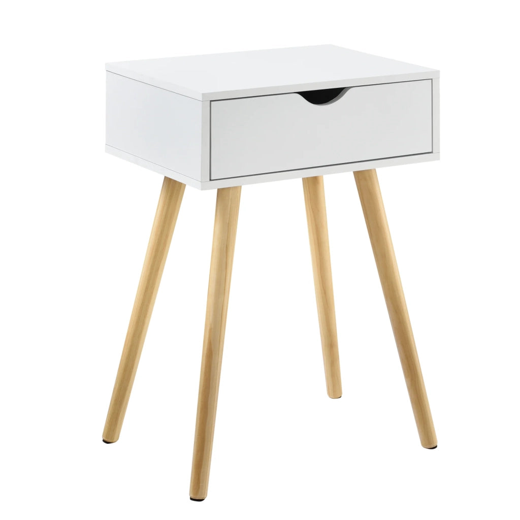 Comodino con cassetto cassettiera mobile contenitore gambe in pino 60 cm bianco 03_0003141