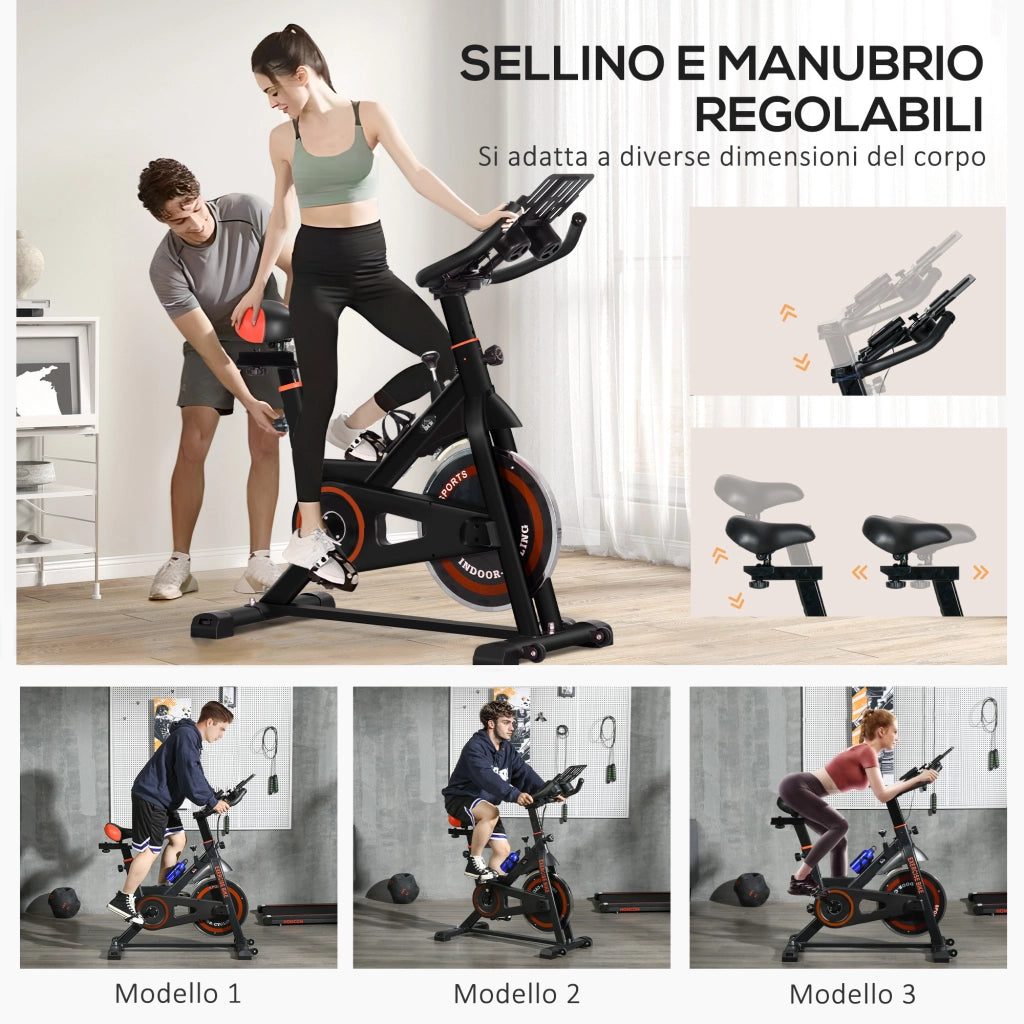 Bicicletta Statica per Allenamento Casa ¨C Zephmum ¨C 103x53x100-114 cm Rosso Nero Acciaio ABS